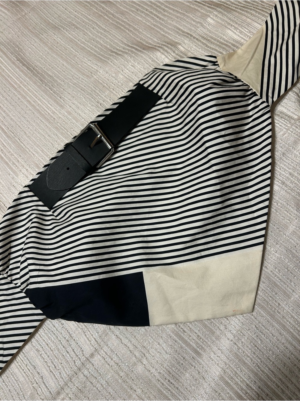 Zara Black & White Striped Belted Blazer